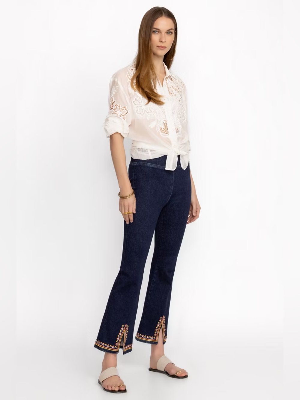 NWOT Johnny Was Pull On Kick Flare Jean Katie